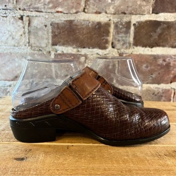 Ariat Rattan Brown Leather Woven Strap Slip On Mule Clog sz 7.5 - Picture 5 of 12